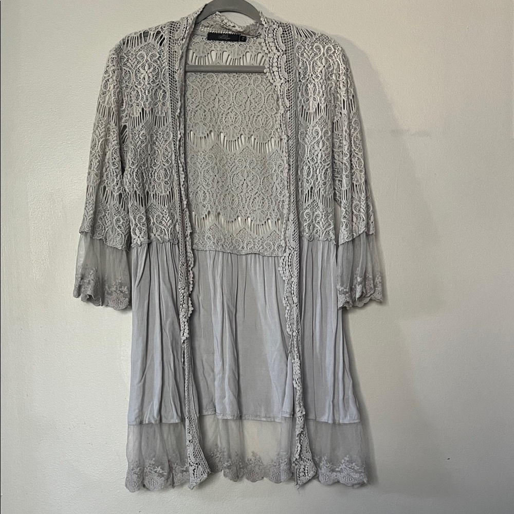 Gray Lace Kimono
